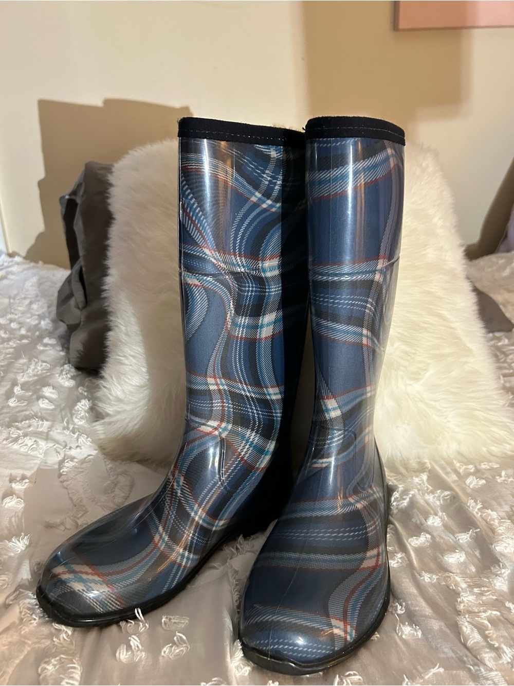 Kamik Women's Edinburgh Plaid Rain Boots size 7
